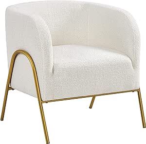 Yaheetech Modern Boucle Armchair, Cozy Accent Chair with Gold Metal Legs, Fuzzy Lounge Chair with... | Amazon (US)