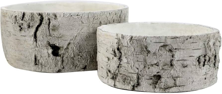Treasure Gurus 2 Piece Ceramic Birch Log Flower Pot Set Indoor Outdoor Garden Accessory | Amazon (US)