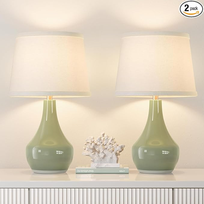 Seealle Modern Green Table Lamps Set of 2 - Bedside Lamps for Night Stands, 19.4" Bedroom Lamp fo... | Amazon (US)