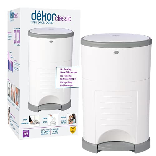 Dekor Plus Hands-Free Diaper Pail, White | Amazon (US)