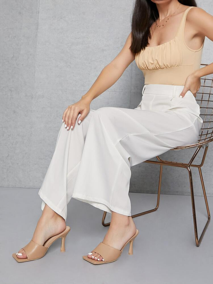 Vegan Leather Open-Toe Slip-On Stiletto Heels | SHEIN USA | SHEIN