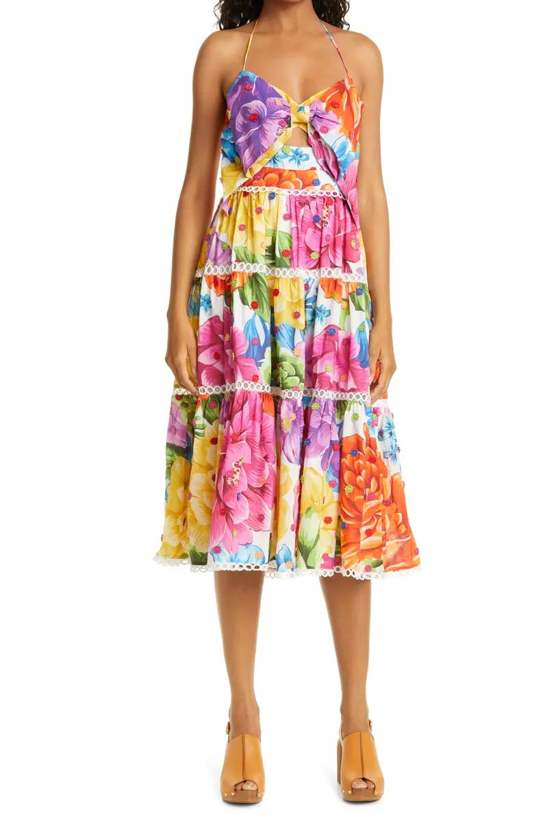 Chita Floral Print Halter Midi Dress | Nordstrom