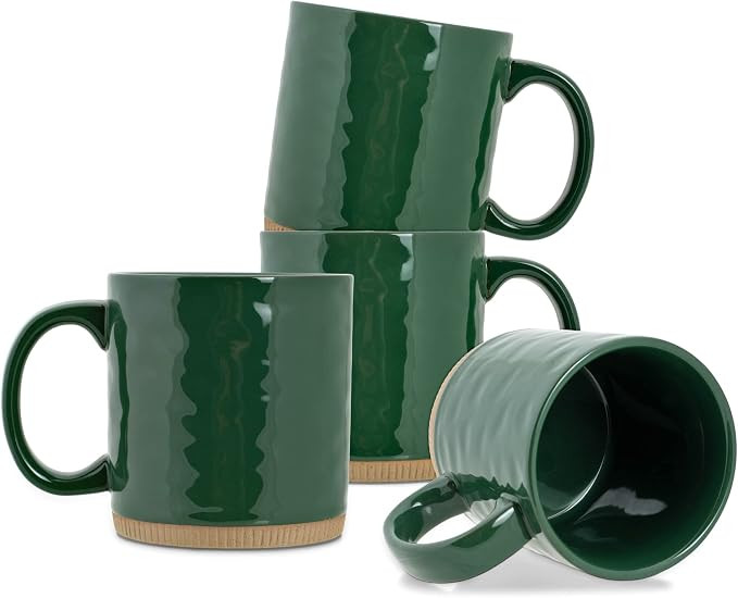 Elanze Designs High Gloss Raw Clay Bottom 15 ounce Ceramic Stoneware Coffee Mugs Set of 4, Green... | Amazon (US)