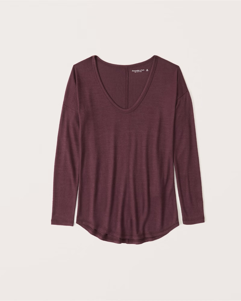 Women's Cozy Long-Sleeve V-Neck Legging Tee | Women's New Arrivals | Abercrombie.com | Abercrombie & Fitch (US)