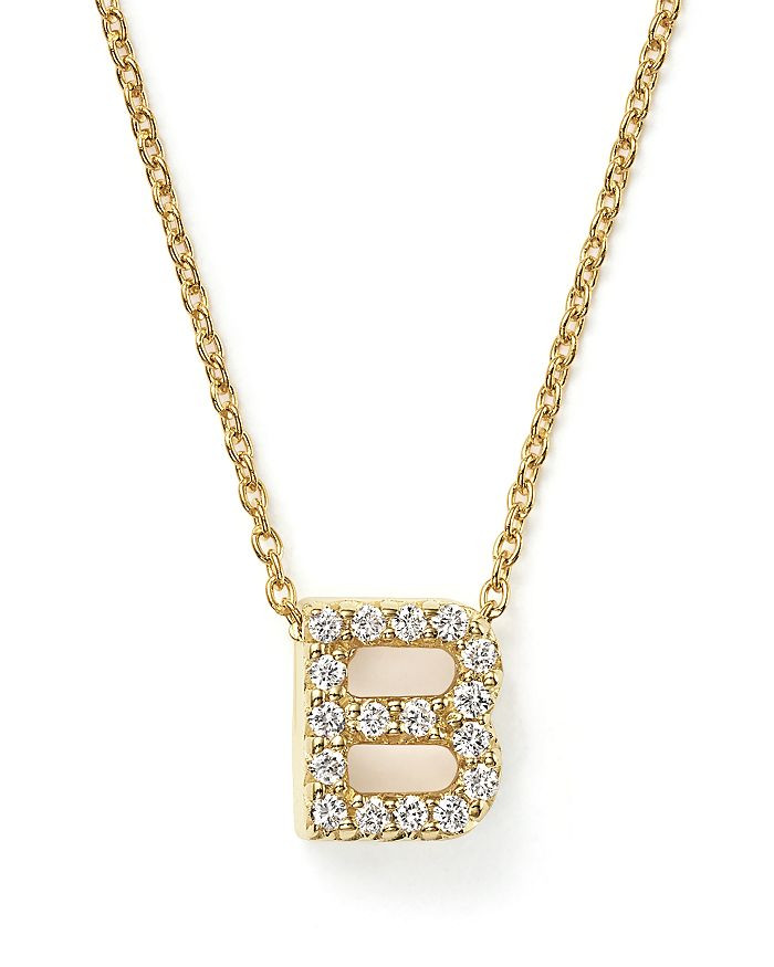 Roberto Coin 18K Yellow Gold and Diamond Initial Love Letter Pendant Necklace, 16" | Bloomingdale's (US)