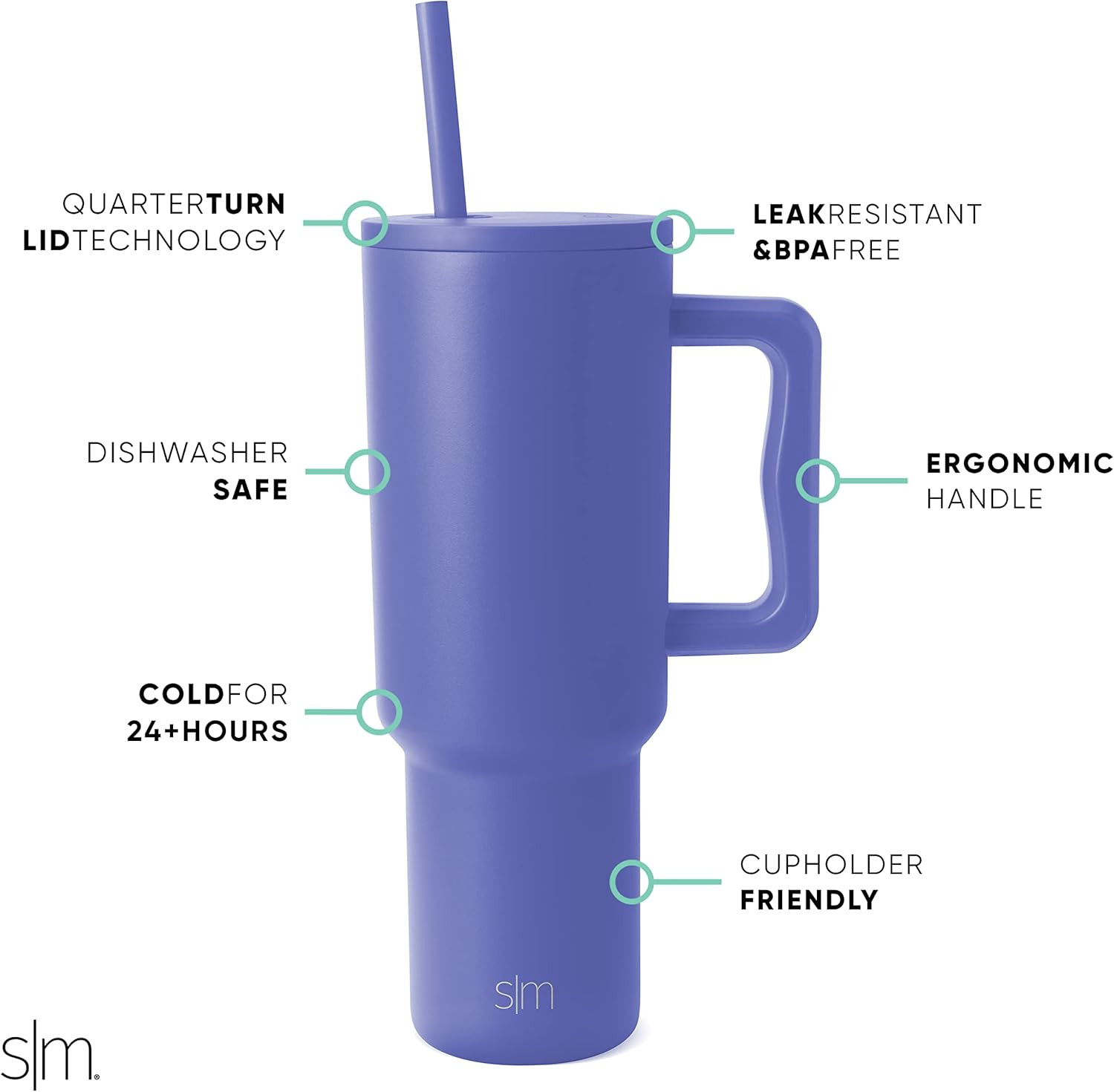 Simple Modern 40 oz Tumbler with Handle and Straw Lid | Insulated Reusable Stainless Steel Water ... | Amazon (US)