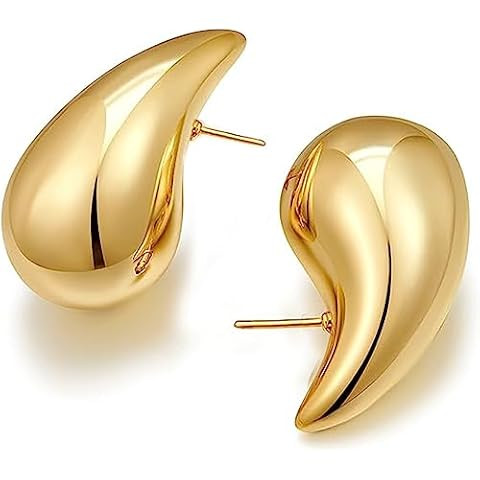 Apsvo Chunky Gold Hoop Earrings for Women, Dupes Earrings Lightweight Waterdrop Hollow Open Hoops... | Amazon (US)