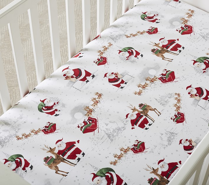 Heritage Santa Organic Crib Fitted Sheet | Pottery Barn Kids