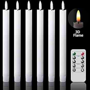 GenSwin Taper Flameless Candles Flickering with 10-Key Remote, Battery Operated Led Warm 3D Wick ... | Amazon (US)