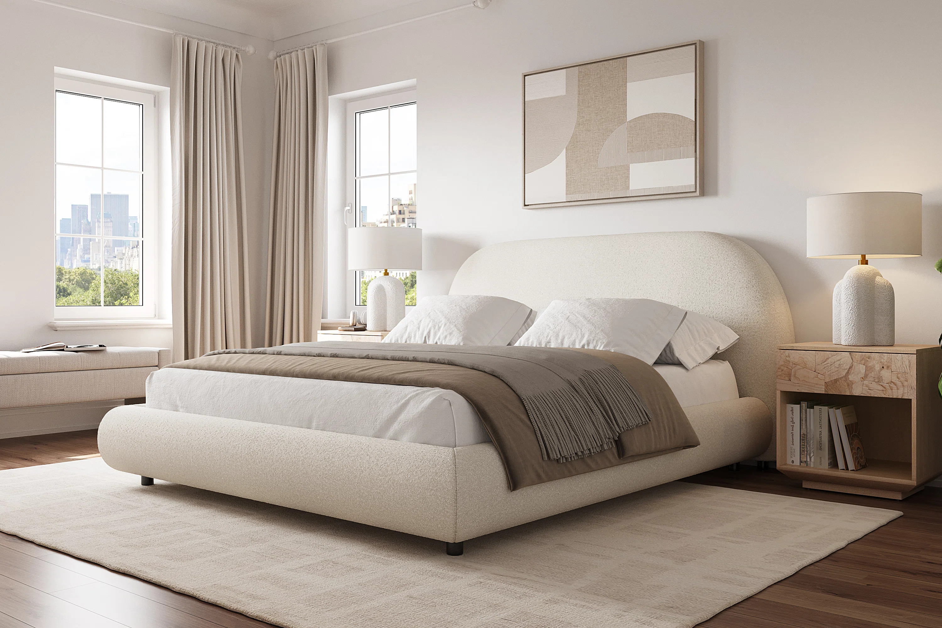 Brayden Studio® Upholstered Platform Bed in Soft Performance Boucle Fabric, Jabryan & Reviews | ... | Wayfair North America