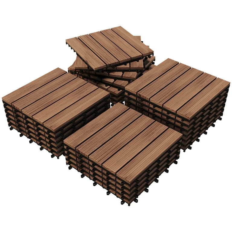 SmileMart 27pcs Indoor & Outdoor Wood Flooring Tiles for Patio Garden, 12" x 12", Brown | Walmart (US)