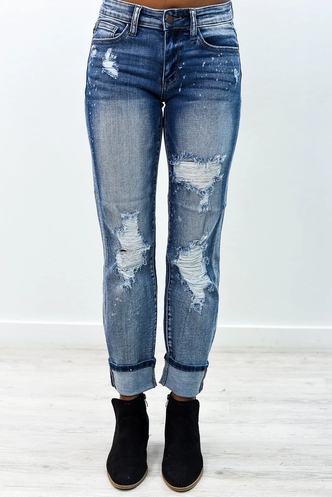 Always In Style Light Denim Distressed Jeans - K422DN | Tee for the Soul