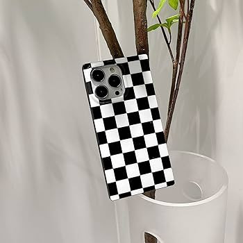 Square Checkered Phone Case for iPhone 12 Pro Max Black White Grids Plaid Checkerboard Slim Soft ... | Amazon (US)