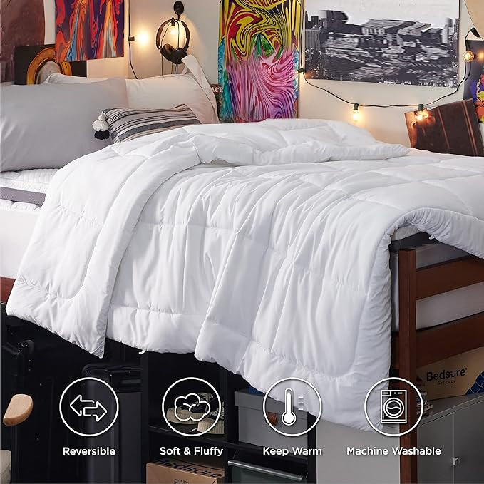 Bedsure Twin XL Comforter Duvet Insert Dorm Bedding - White Extra Long Twin Comforter, Quilted Al... | Amazon (US)