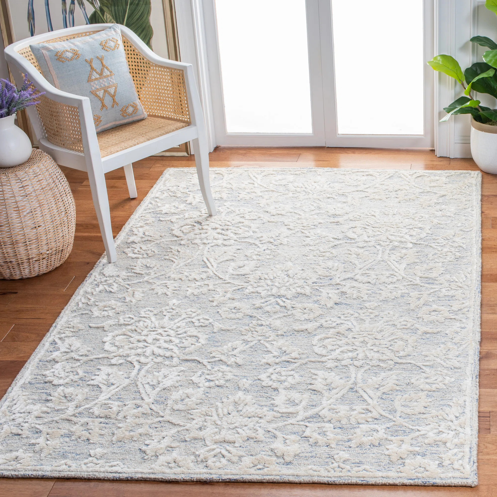Miguel Damask Handmade Tufted Ivory Area Rug | Wayfair North America