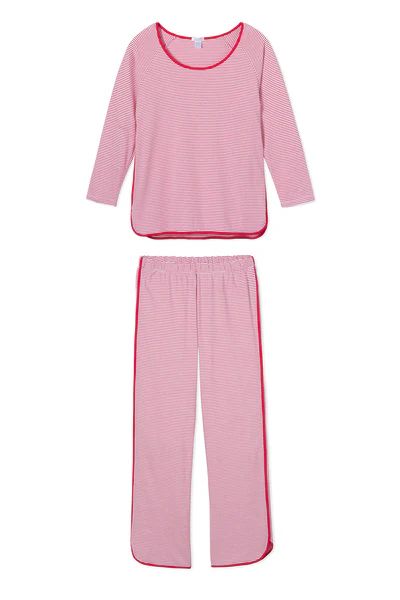 Pima Long-Long Set in Classic Red | LAKE Pajamas