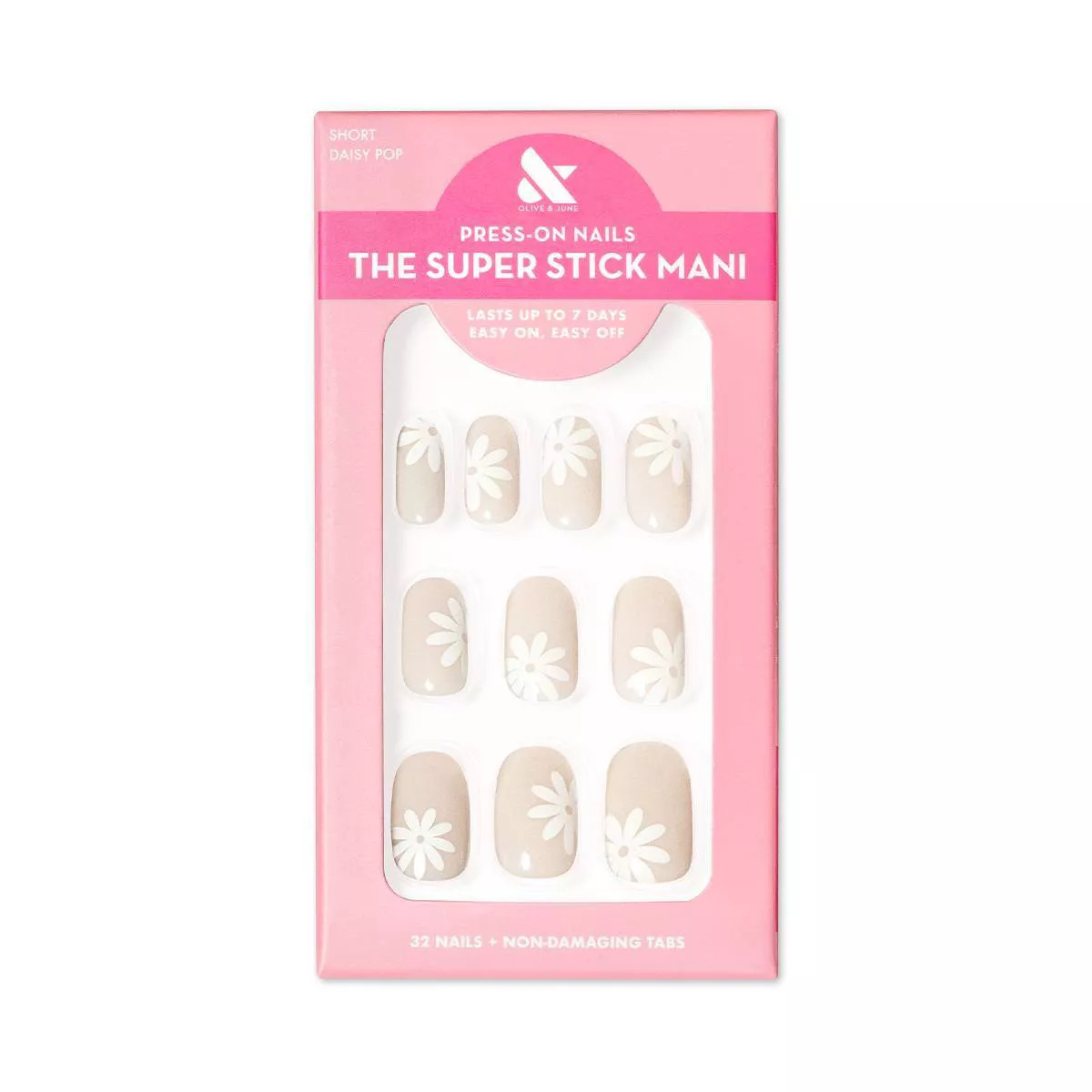 Olive & June Round Fake Nails - Daisy Pop - 32ct | Target