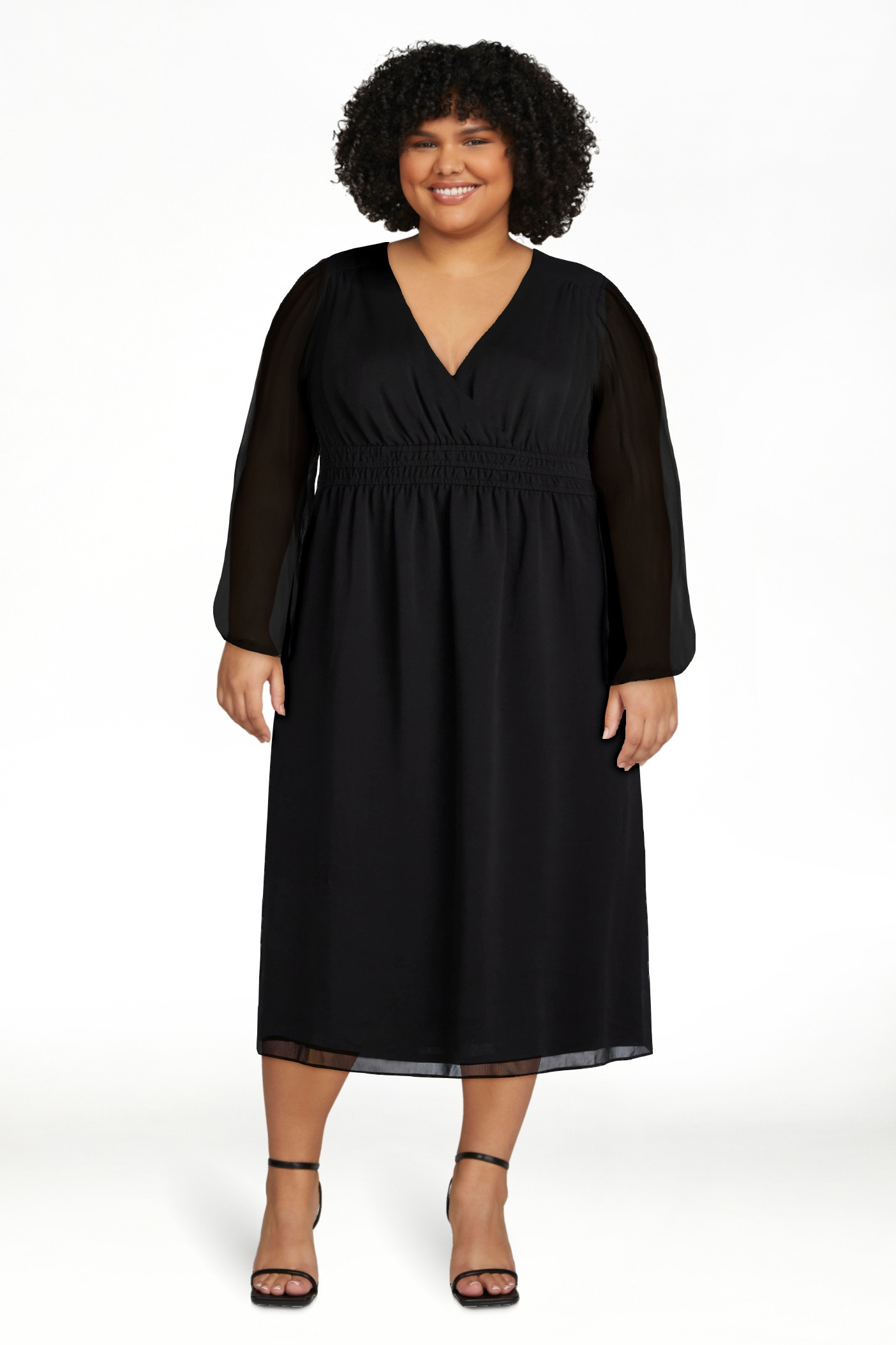 Sofia Jeans Women's Empire Dress with Long Sleeves, Mid Calf Length, Sizes XS-XXXL - Walmart.com | Walmart (US)