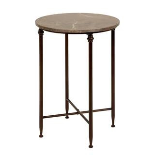 Litton Lane 18 in. Black Large Round Marble End Accent Table with Marble Top 53804 - The Home Dep... | The Home Depot