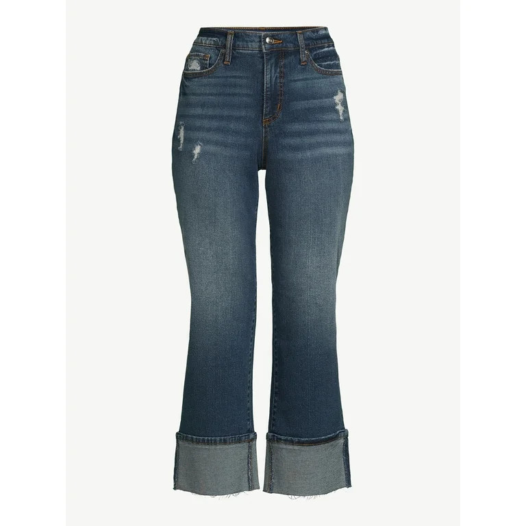 Scoop Women's Benton High Rise Cuffed Ankle Jeans, Sizes 0-18 | Walmart (US)