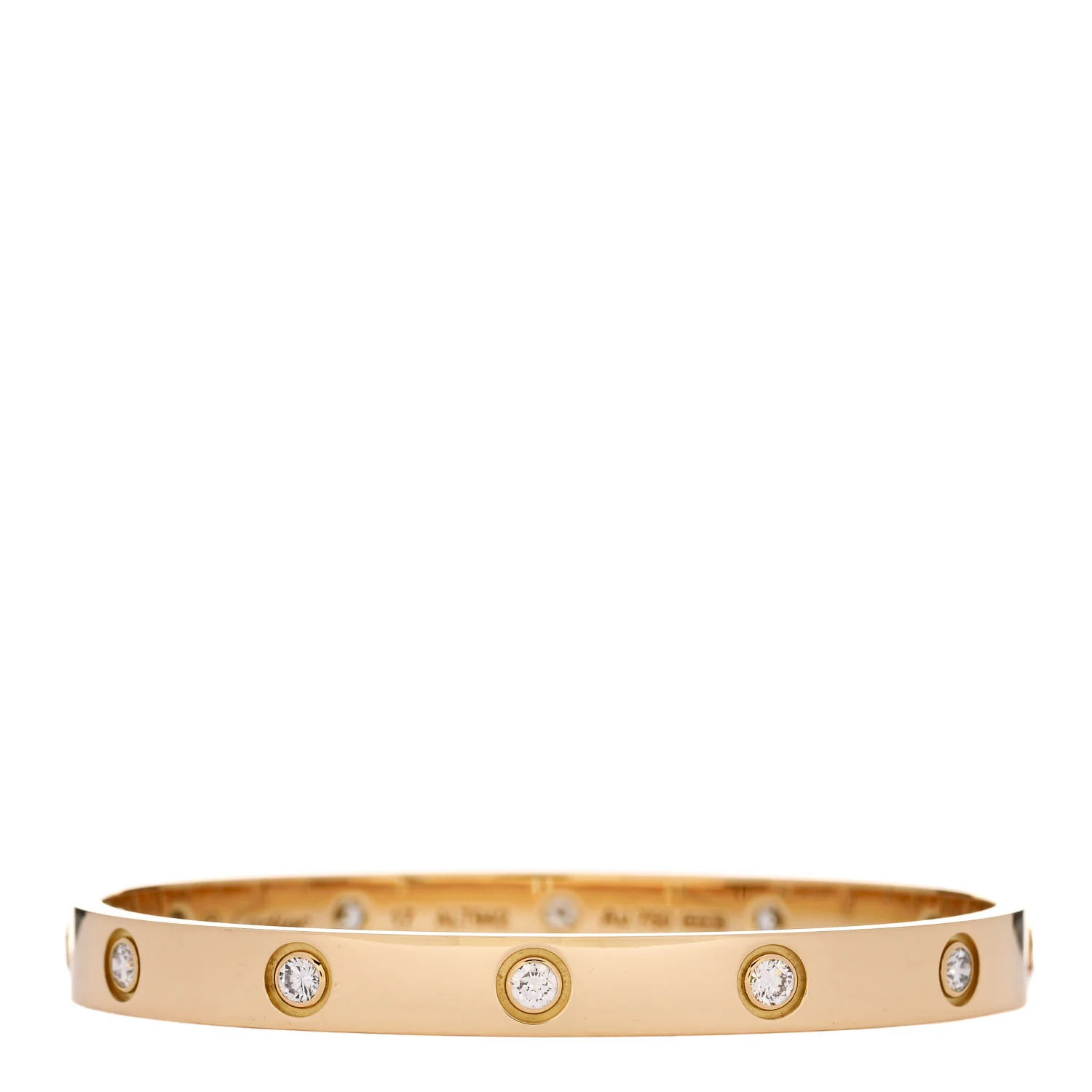 18K Yellow Gold 10 Diamond LOVE Bracelet 17 | FASHIONPHILE (US)