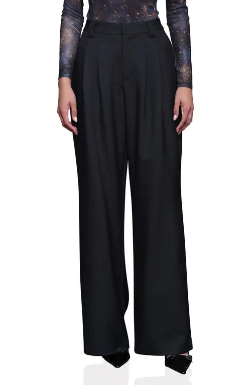 Avec Les Filles High Waist Wide Leg Pants in Heather Navy at Nordstrom, Size 12 | Nordstrom