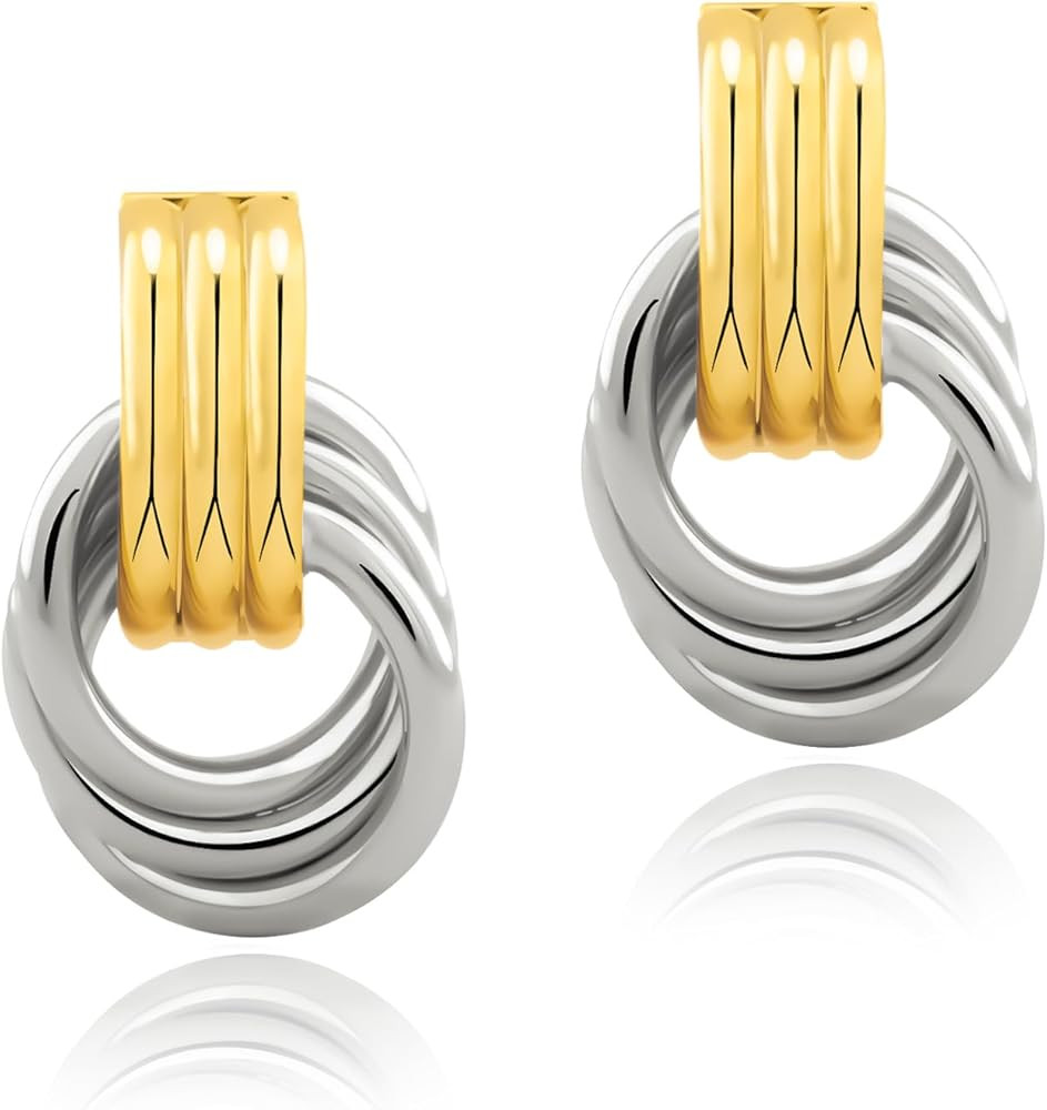 Chunky Gold Knot Earrings Statement Earrings for Women Gold Plated Dupes Geometric Dangle Earring... | Amazon (US)