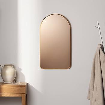 Navaris Arched Wall Mirror - Golden Arch Framed Mirror - 17.7"x31.5" Wall-Mounted Mirror with Gol... | Amazon (US)