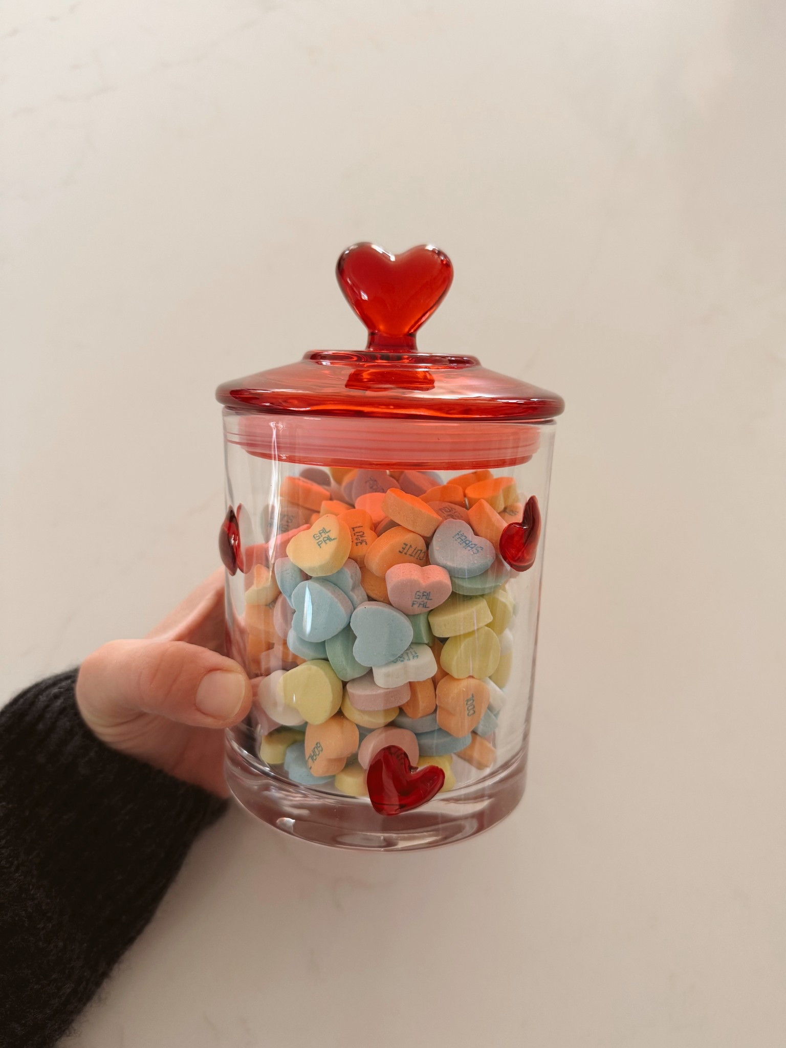Cute glass valentine jar for $5! Fits a bag of conversation hearts target find 

#LTKHome #LTKfoodie #LTKKids