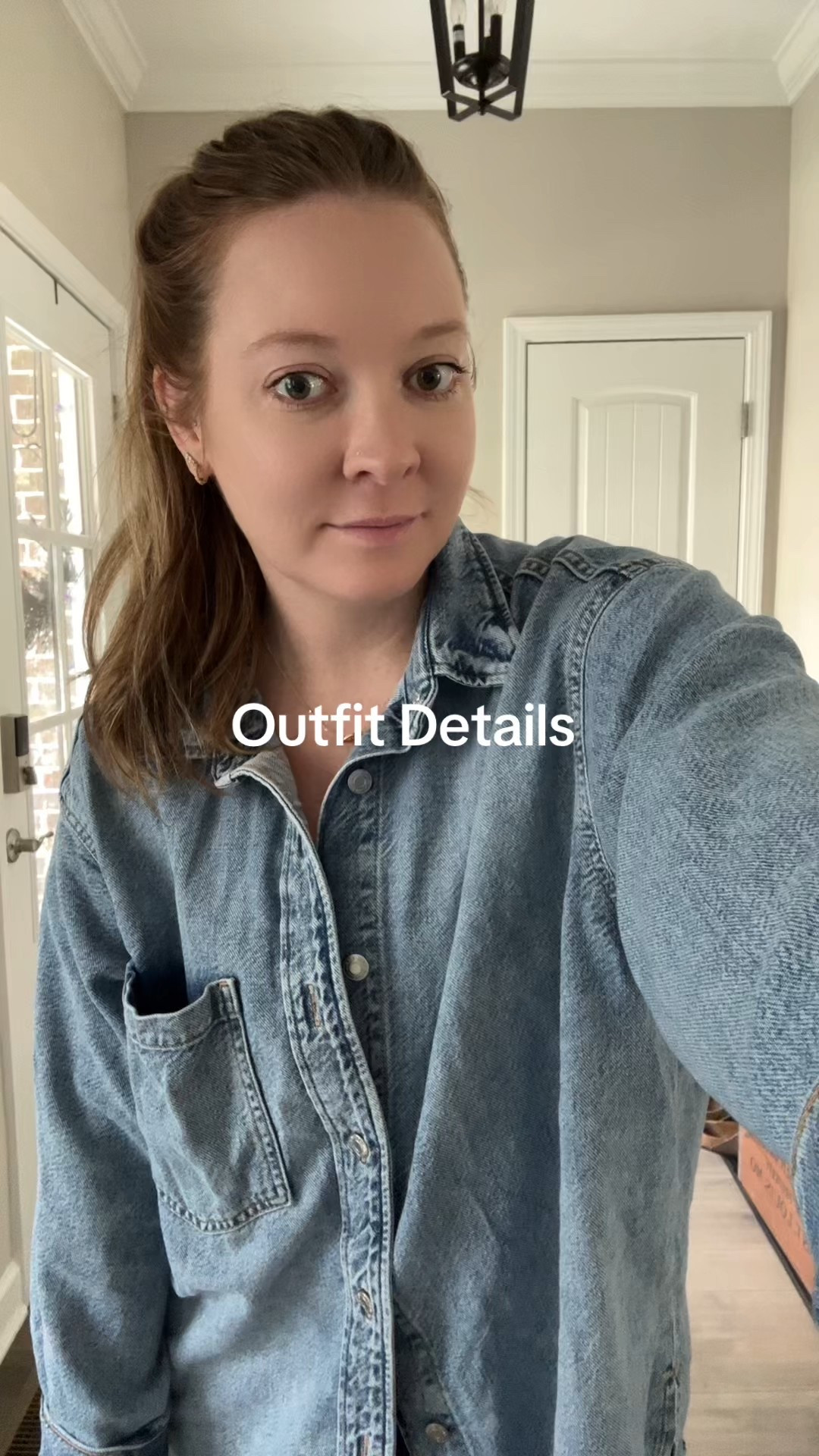 Oversized denim shirt / wearing a medium / also linked similar 
Brown leggings / tts wearing a medium 
Suede sandals / tts 
White sports bra / wearing a 10
Evil eye necklace 


#LTKFindsUnder50 #LTKShoeCrush #LTKFindsUnder100