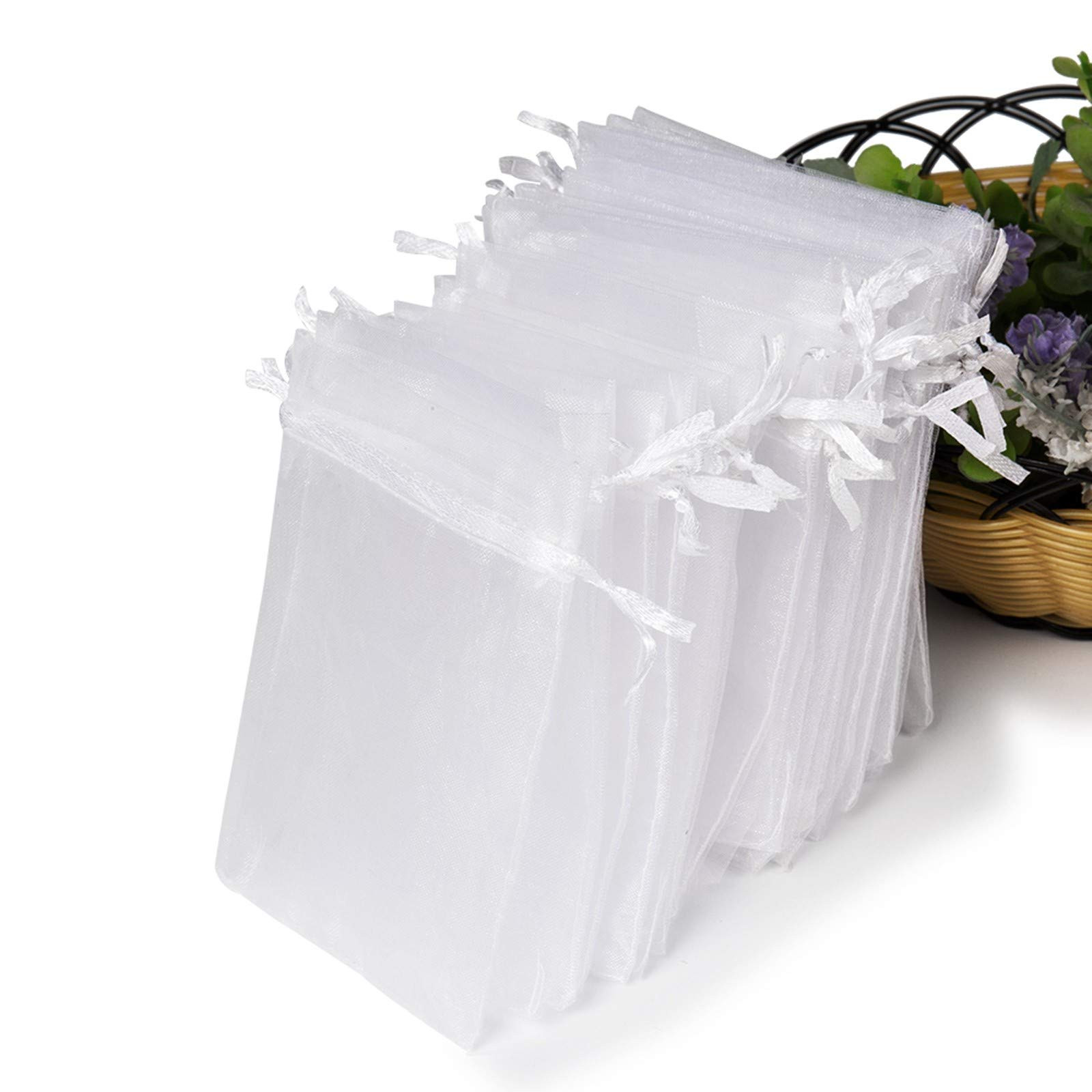 Hopttreely White Sheer Organza Gift Bags, 4x4.72 Pouches Candy Jewelry Wedding Party Favor Presen... | Amazon (US)
