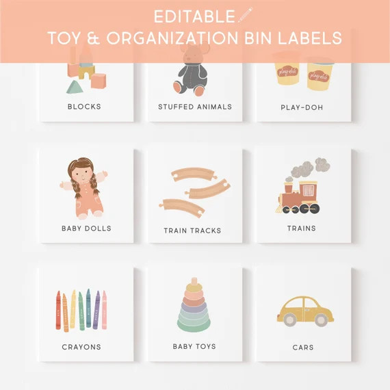 Editable Printable Toy Trofast Bin Storage Labels Visual - Etsy | Etsy (US)