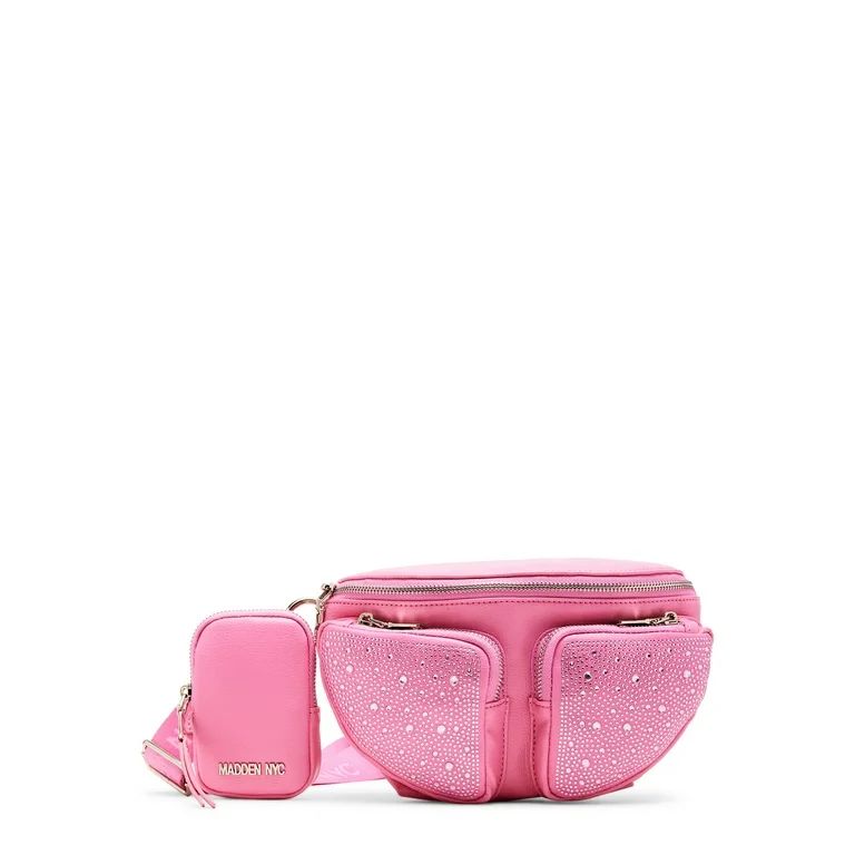 Madden NYC Women's Embellished Fanny Pack with Pouch, Pink | Walmart (US)