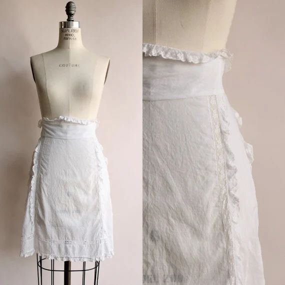 Vintage Antique 1900s Apron / White Cotton and Lace Victorian | Etsy | Etsy (US)
