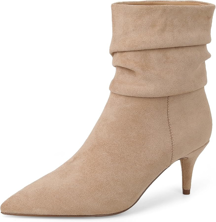 CosyFever Sexy Slouch Ankle Boots for Women with Fashon Mid Stiletto Heels Pointed Toe | Amazon (US)