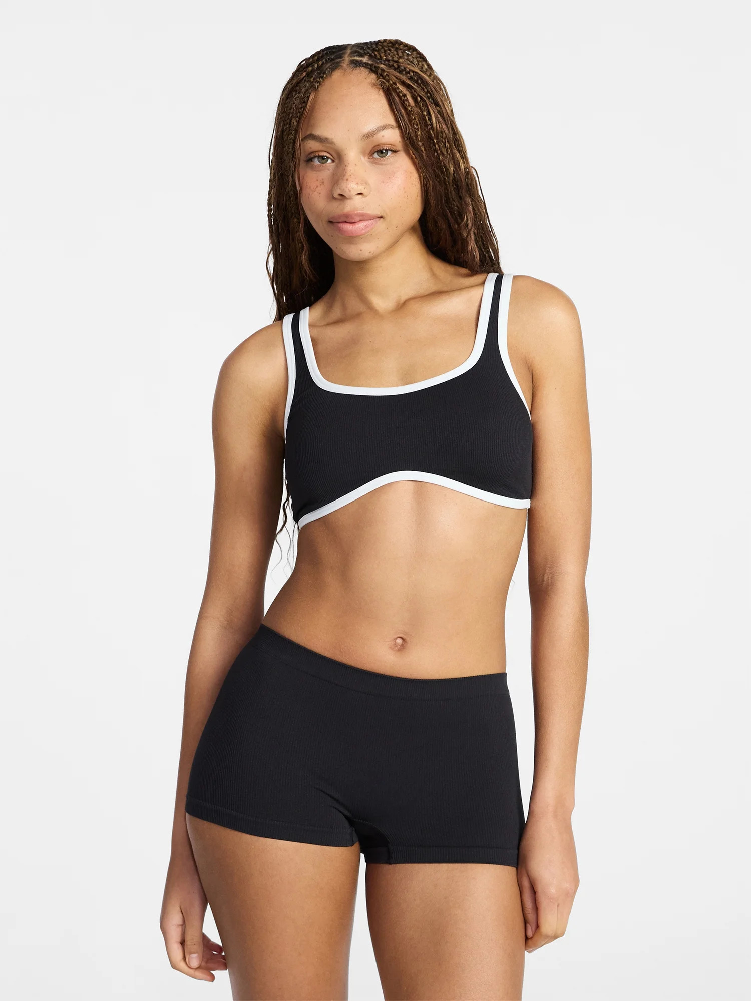 No Boundaries Seamless Scoop Neck Bralette & Boyshort Set, 2-Piece, Women's XS-XXXL | Walmart (US)