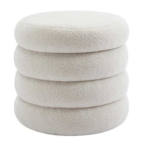 Leiani Boucle Round Storage Ottoman | Wayfair North America