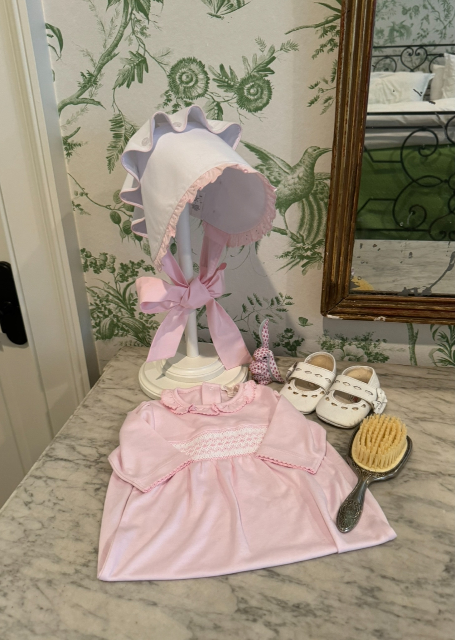 Baby girl announcement 
Bonnet, smocked baby dress

#LTKKids #LTKBaby #LTKBump