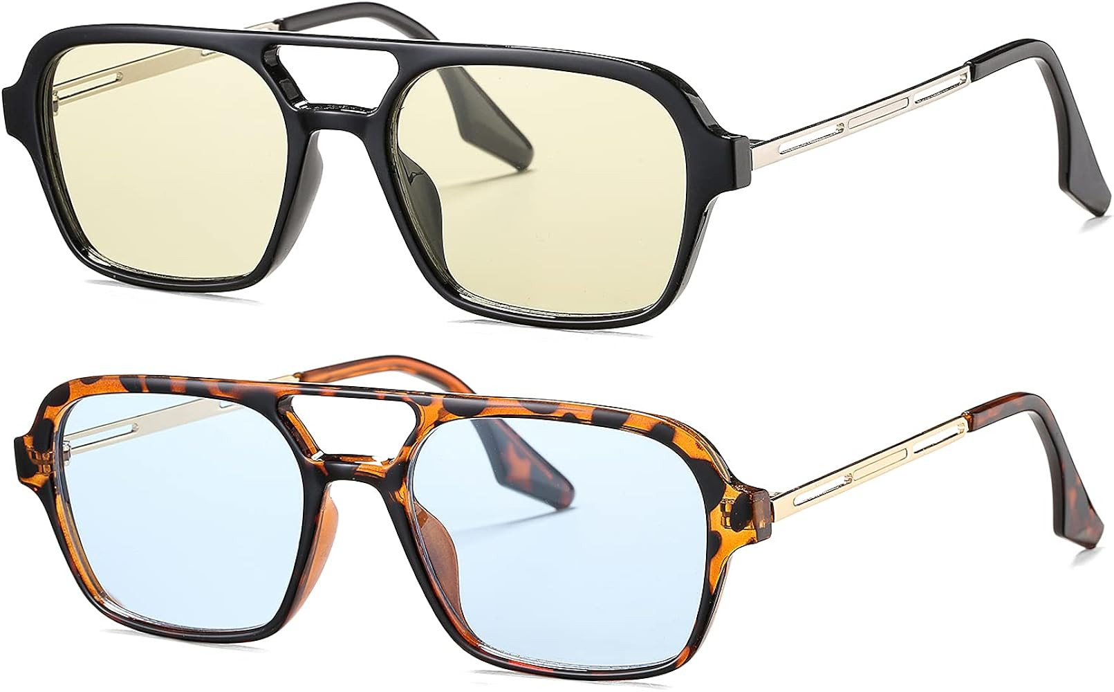Vintage Square Aviator Sunglasses for Women Men Tinted Glasses UV400 Protection | Amazon (US)
