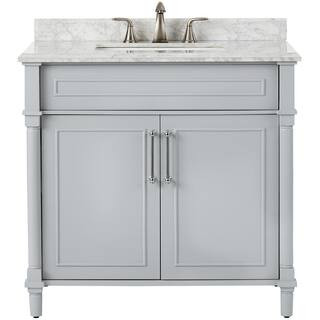 Home Decorators Collection Aberdeen 36 in. W x 22 in. D Single Bath Vanity in Dove Grey with Carr... | The Home Depot