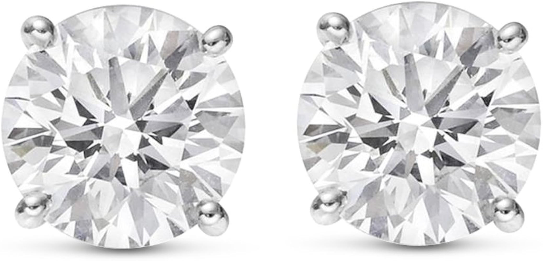 Houston Diamond District IGI Certified LAB GROWN Diamond Stud Earrings for women 4 Prong Push Bac... | Amazon (US)