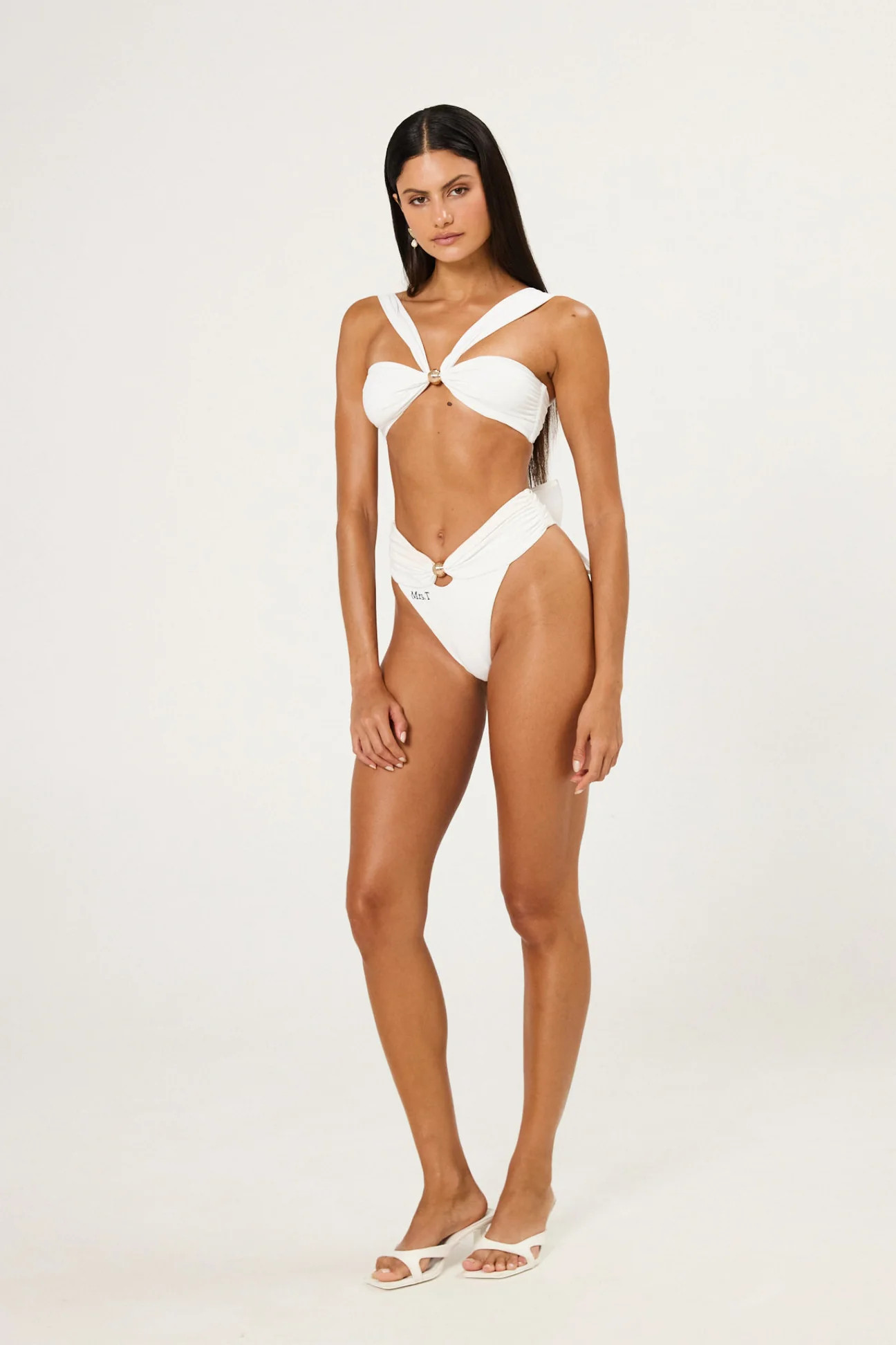 Roza White Bikini Top - Custom Gold Hardware | ALT SWIM