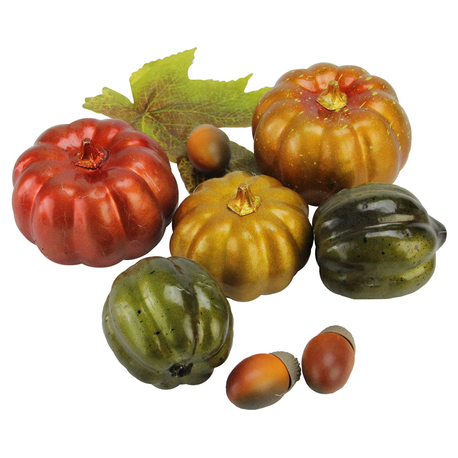 Northlight Autumn Harvest 10 Piece Artificial Pumpkin Acorn and Leaf Thanksgiving Decoration Set | Walmart (US)