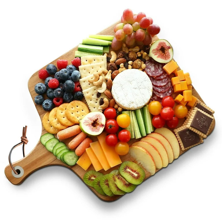 Hecef Square Charcuterie Board, Wooden Serving and Cutting Cheese Board with Handle for Housewarm... | Walmart (US)