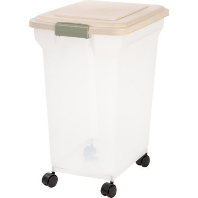 IRIS USA 42 Lbs / 55 Qt WeatherPro Airtight Pet Food Storage Container with Attachable Casters, For Dog Cat Bird and Other Pet, Pearl/Almond | Target