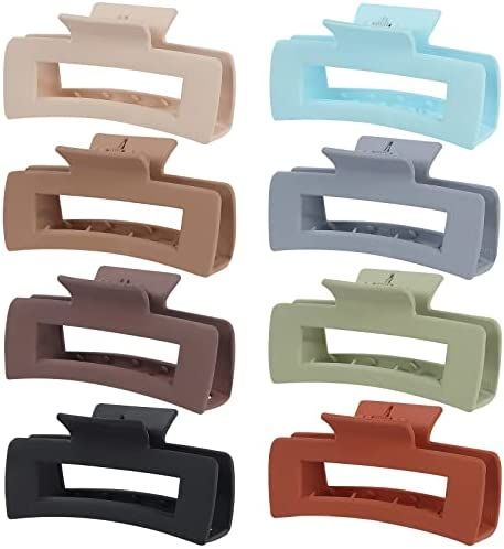 8 Pack Hair Claw Clips 4.1 Inch Rectangle Large Hair Claw for Women and Girls Matte Nonslip Jaw C... | Amazon (US)