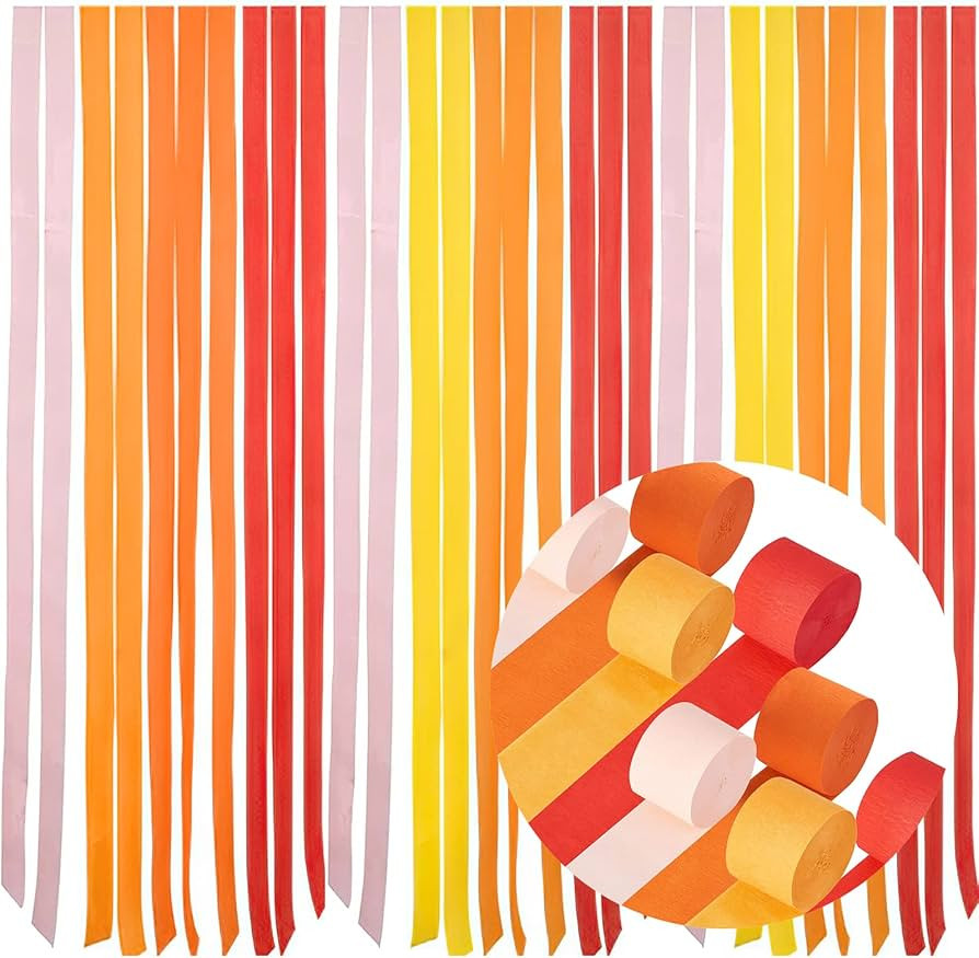 BBeitoo Hot Pink and Orange Crepe Paper Streamers - 8 Rolls Crepe Paper Roll Soft Paper Garland B... | Amazon (US)