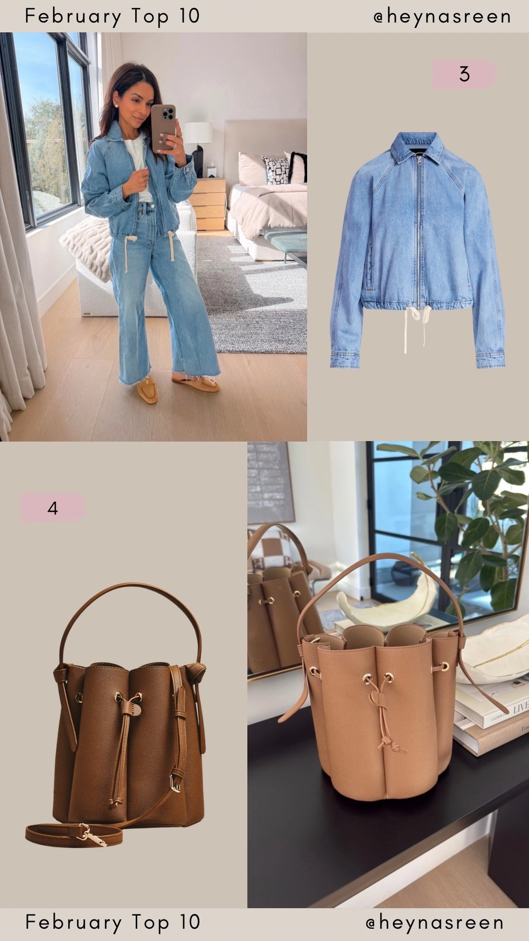 February Top 10:
#3: Walmart jacket, looks expensive but so affordable 
#4: Anthropologie bucket bag, so many of ya’ll loved this! 