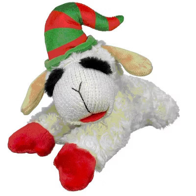 Multipet Holiday Lamb Chop with Elf Hat Dog Toy - 10" | Target