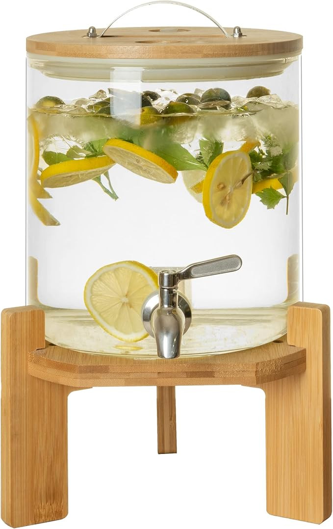Glass Drink Dispenser with Stand, Cold Glass Beverage Dispenser for Party, Large Lemonade Dispens... | Amazon (US)